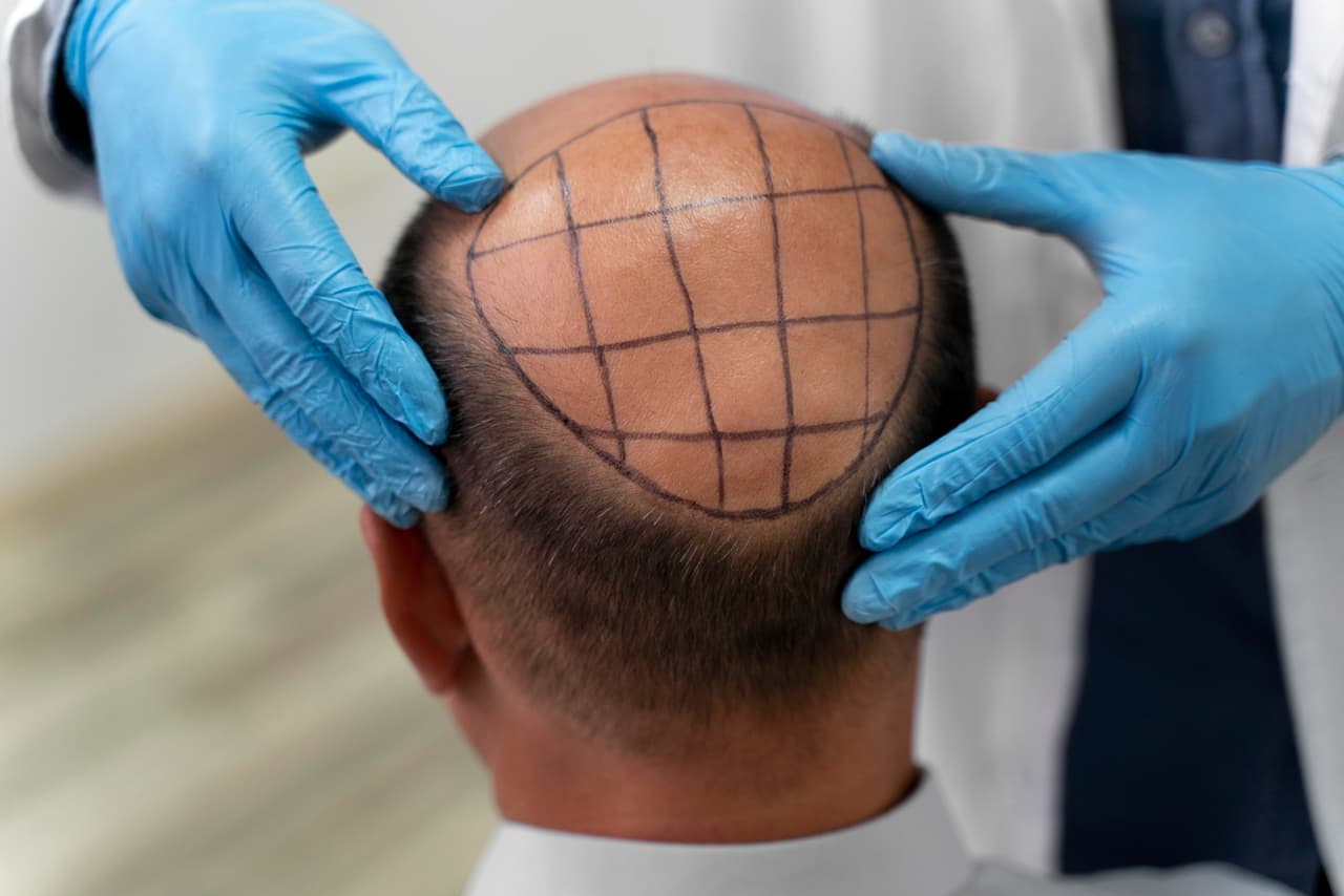 Bild eines Mannes mit Glatze vor einer Haartransplantation im Ausland